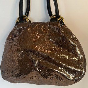 Kooba Leather Sequin Sparkle Cinch Hobo Shoulder Handbag Purse
